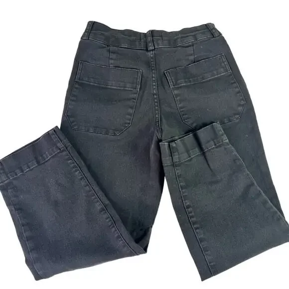 Everlane Jeans Women's Size 2 Black Cropped High Waist Straight Organic Cotton - Picture 4 of 13